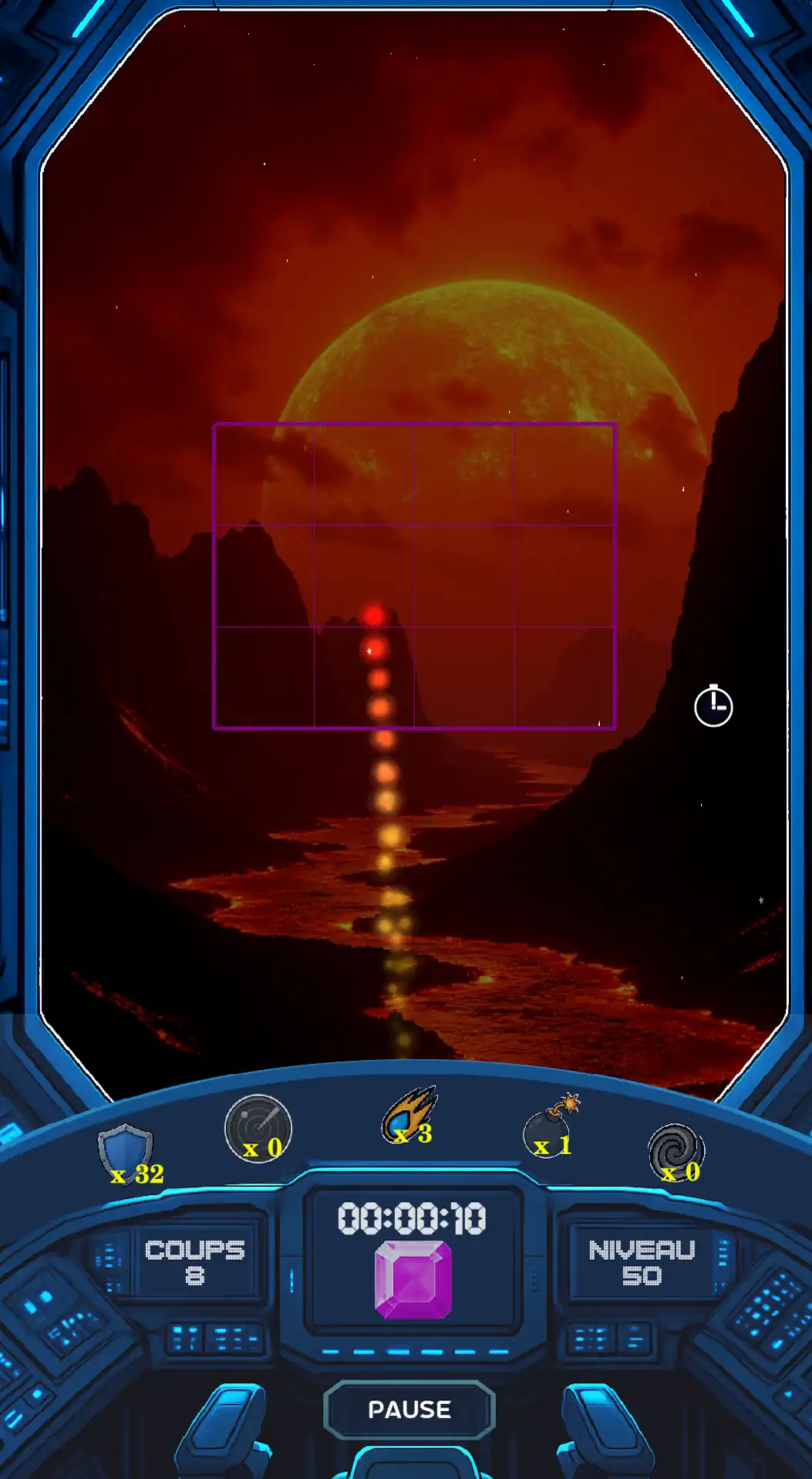 écran du jeu Space Gem's – gameplay niveau